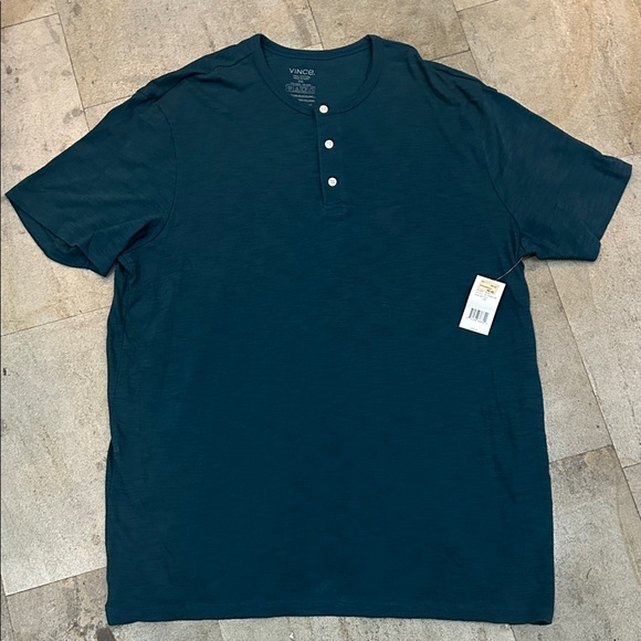 NWT Vince Men's Dark Teal Henley Shirt - Picture 1 of 3